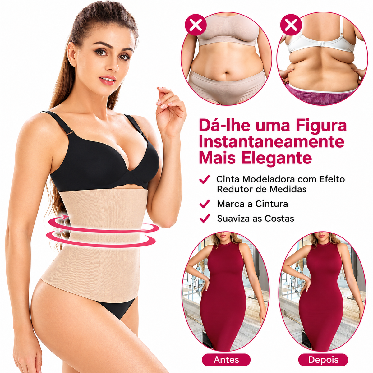 Marca (AC)- Aura Curve-Cinta modeladora feminina pós-parto, para emagrecimento da barriga.