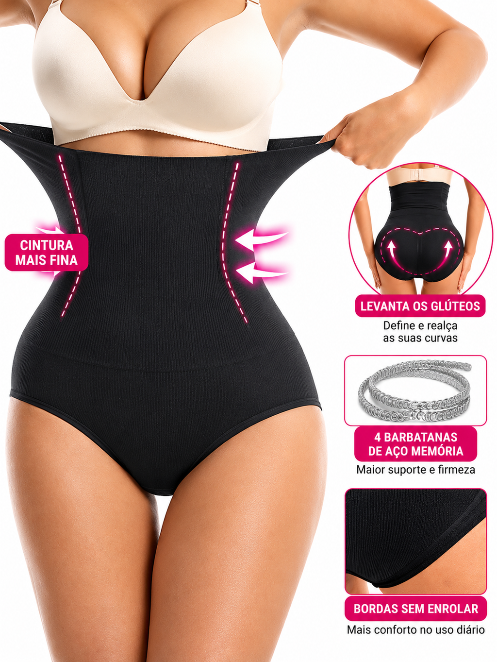 Marca (AC) Aura Curve-Cueca Modeladora Sem Costuras de Cintura Alta