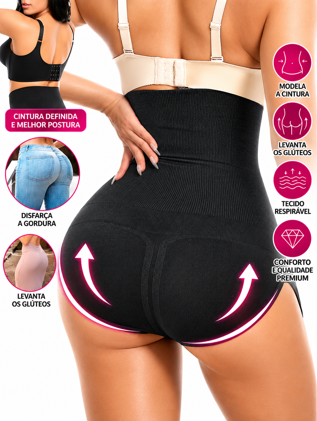 Marca (AC) Aura Curve-Cueca Modeladora Sem Costuras de Cintura Alta