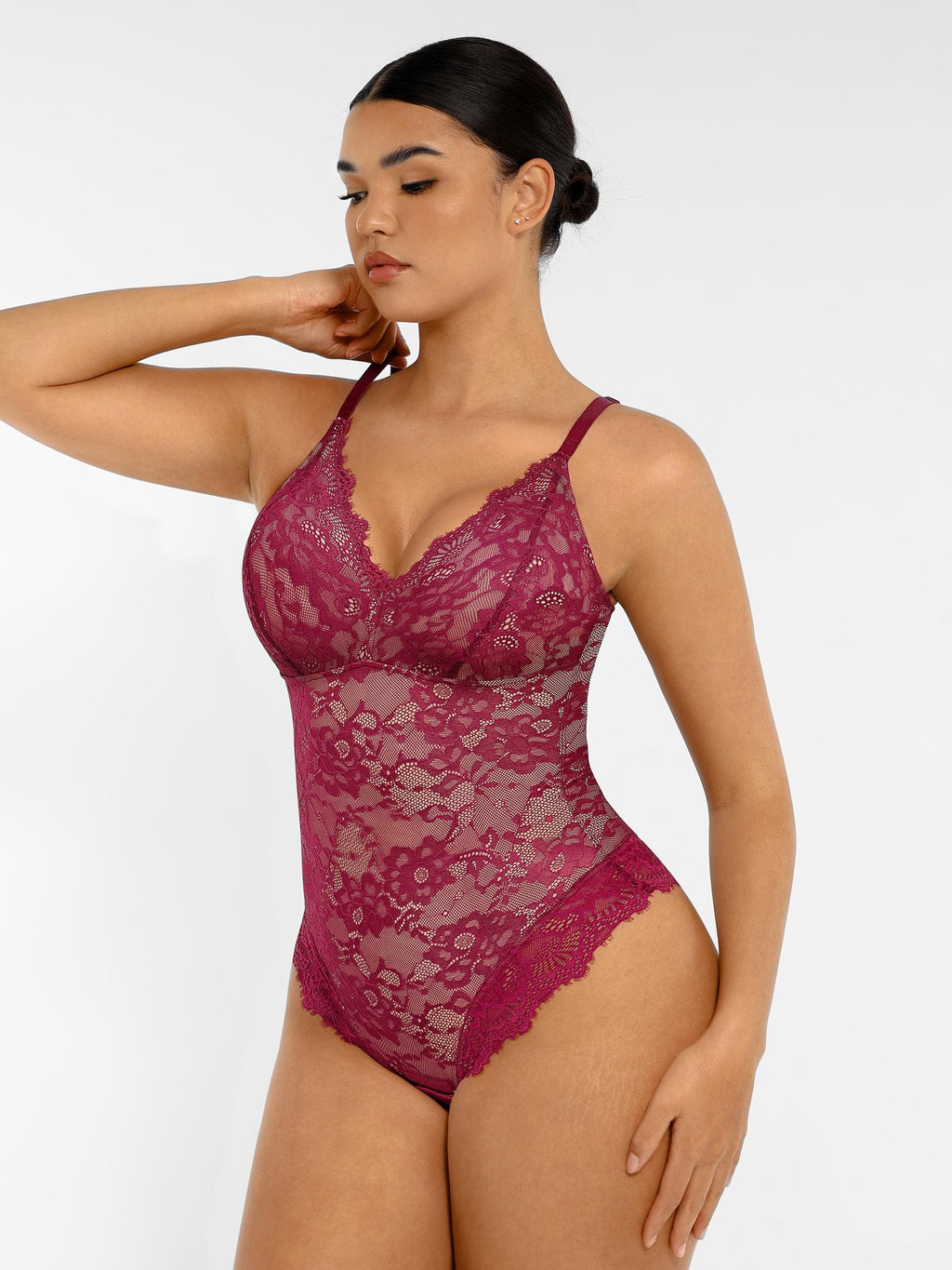 Marca(AC) Aura Curve-Modelador Corporal Sexy de Renda para Mulheres, Compressão Firme para Controle da Barriga, Roupa Íntima Modeladora